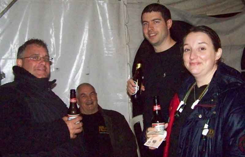 A drink after a wet Friday night - Ian Tyrer, Nigel Cooper, Gareth Cooper, Ruth Stenhouse